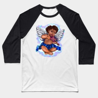 Black Angel child playing the violin - Serene sun kissed curly haired Baby cherub angel classical art Baseball T-Shirt